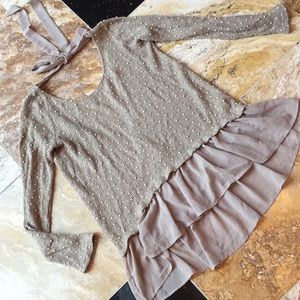 A’reve romantics tiered OpenBack tunic/ribbon tie